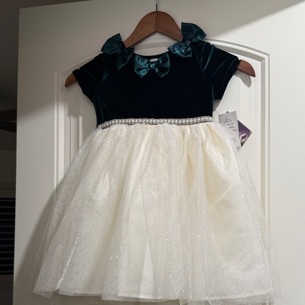 Elegant Green and White Kids Dress